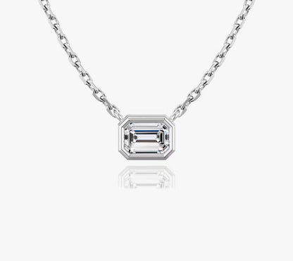 Bezel Emerald Superior Lab Grown Diamond Necklace