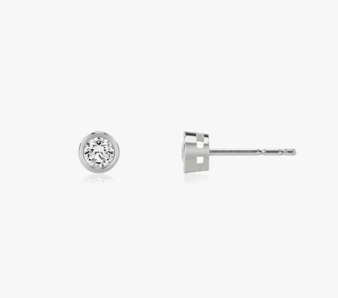 Bezel Round Brilliant Superior  Lab Grown Diamond Stud Earrings