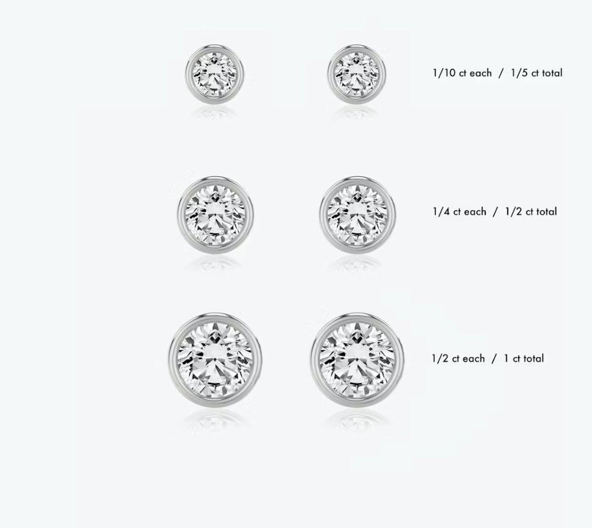 Bezel Round Brilliant Superior  Lab Grown Diamond Stud Earrings