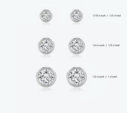 Bezel Round Brilliant Superior  Lab Grown Diamond Stud Earrings