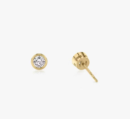 Bezel Round Brilliant Superior  Lab Grown Diamond Stud Earrings