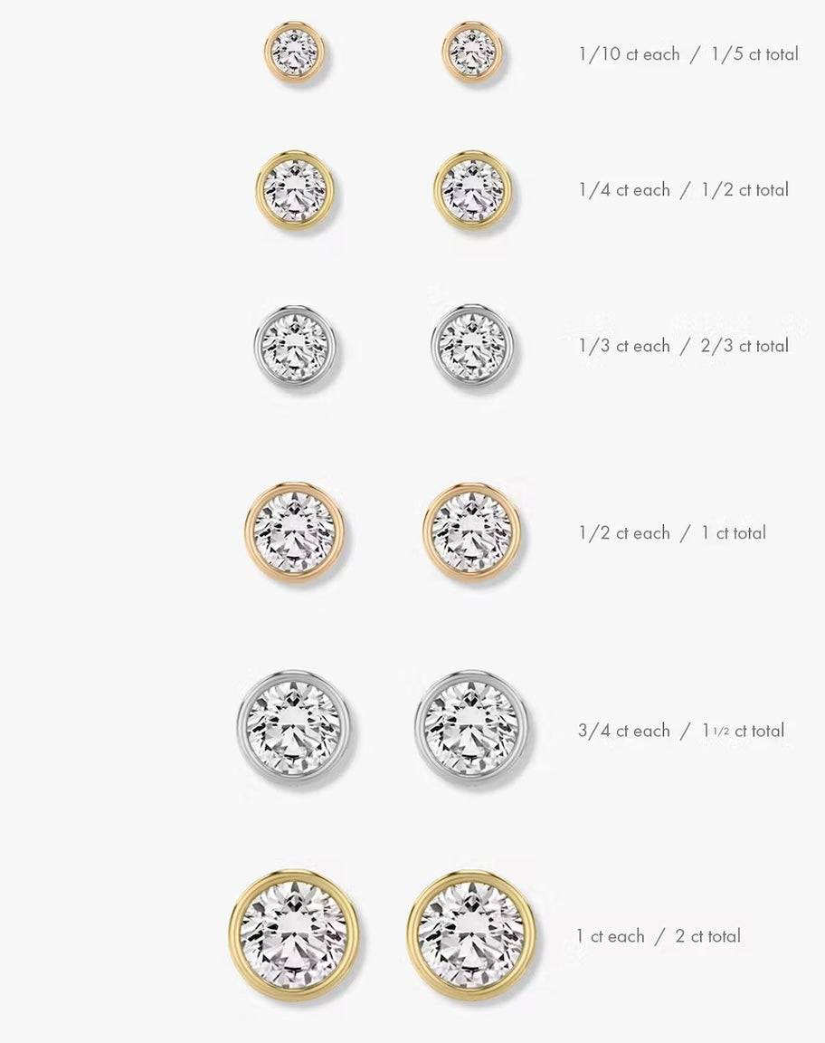 Bezel Round Brilliant Superior  Lab Grown Diamond Stud Earrings