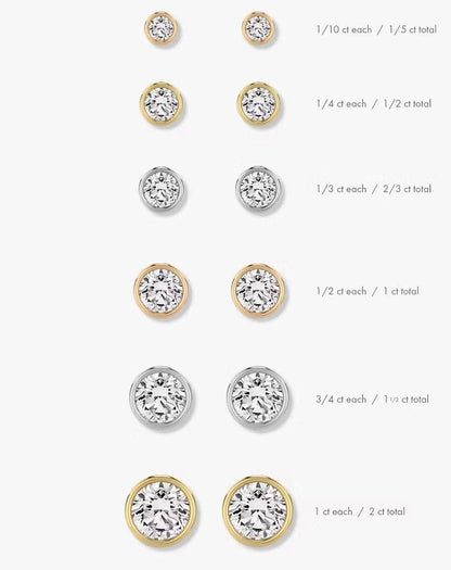 Bezel Round Brilliant Superior  Lab Grown Diamond Stud Earrings