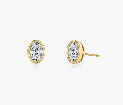 Bezel Oval Superior Lab Grown Diamond Stud Earrings