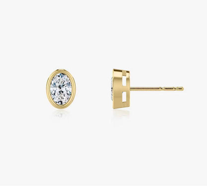 Bezel Oval Superior Lab Grown Diamond Stud Earrings