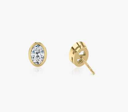 Boucles d'oreilles à tige avec diamants de laboratoire de qualité supérieure et ovales