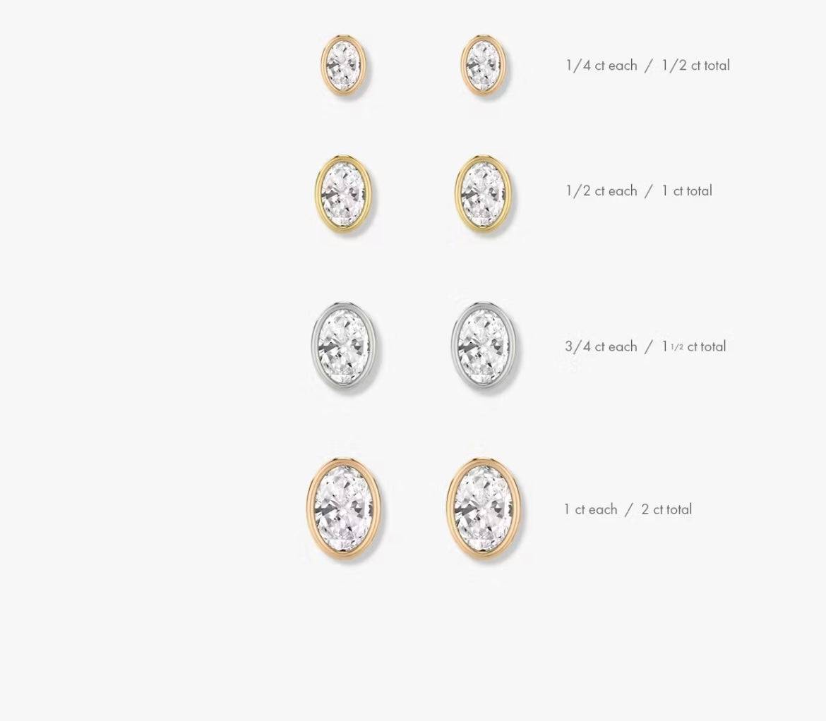 Boucles d'oreilles à tige avec diamants de laboratoire de qualité supérieure et ovales