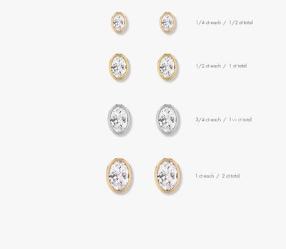 Boucles d'oreilles à tige avec diamants de laboratoire de qualité supérieure et ovales