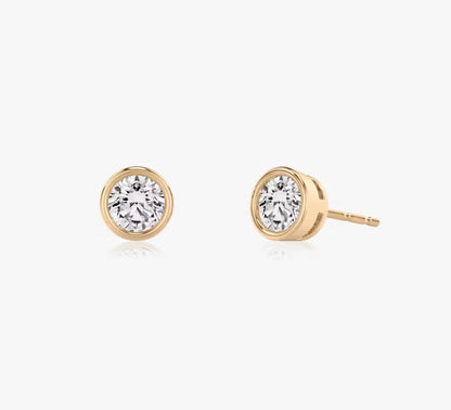 Bezel Round Brilliant Superior  Lab Grown Diamond Stud Earrings