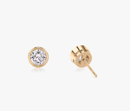 Bezel Round Brilliant Superior  Lab Grown Diamond Stud Earrings