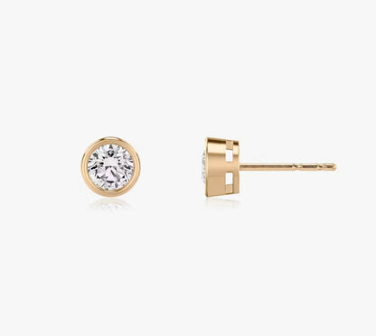 Bezel Round Brilliant Superior  Lab Grown Diamond Stud Earrings