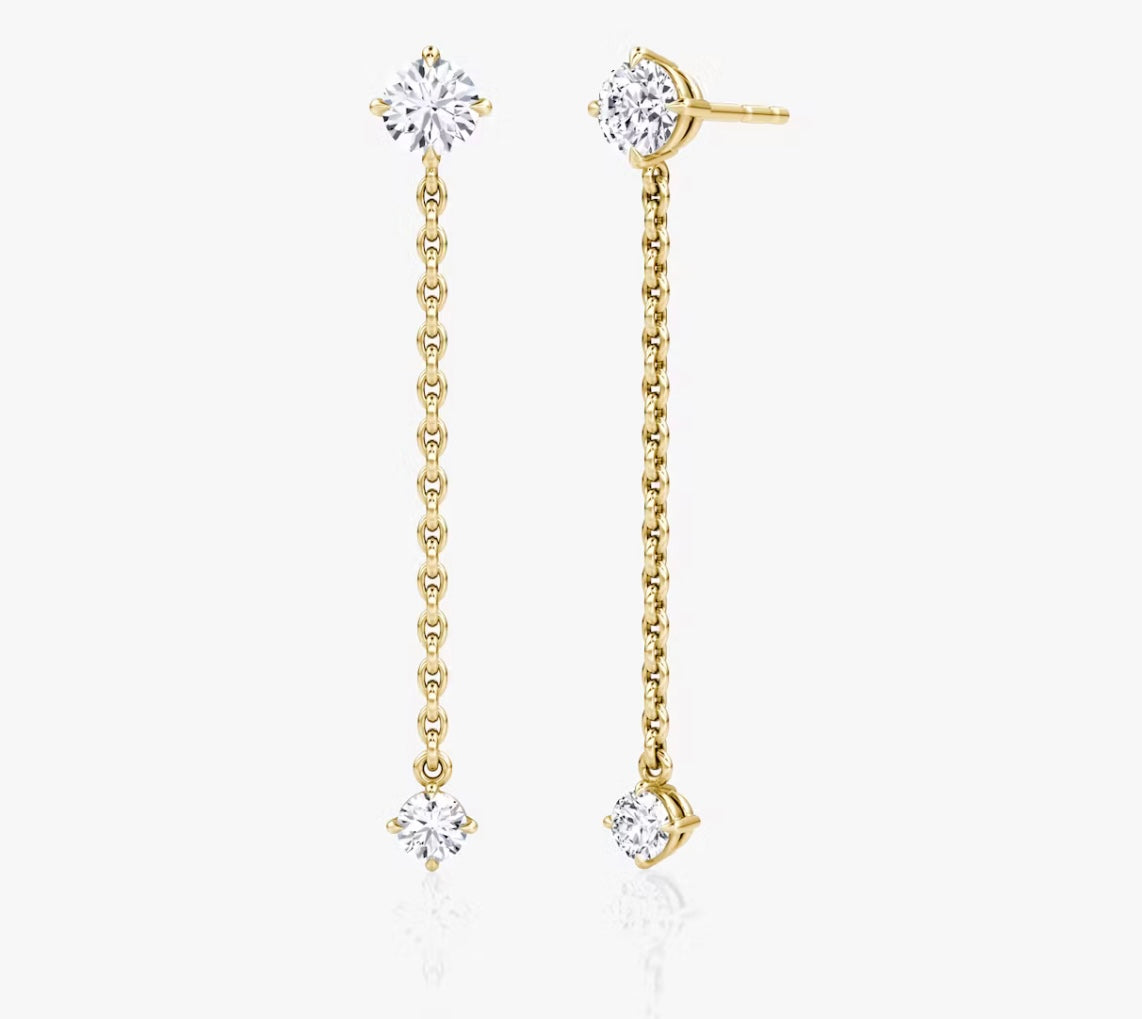 Linked Two Stone Superior Lab Grown Diamond Earrings