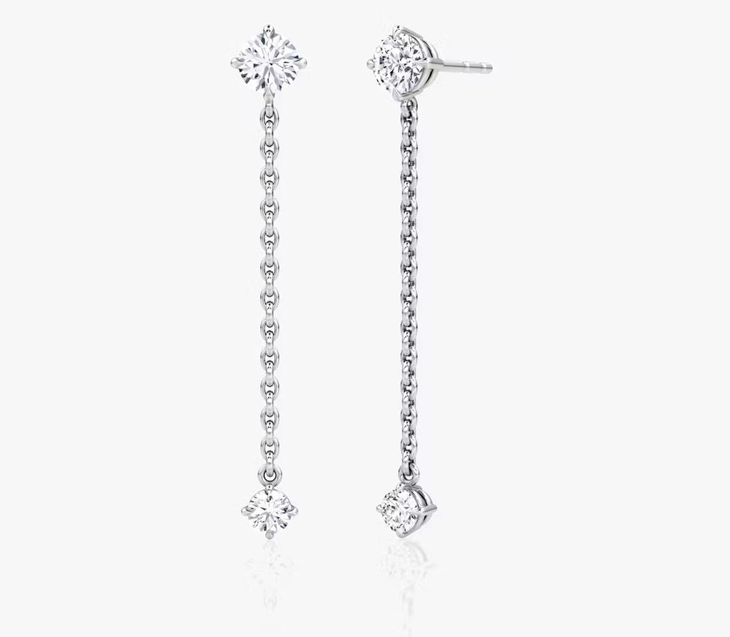 Boucles d'oreilles à deux pierres liées avec diamants de laboratoire de qualité supérieure