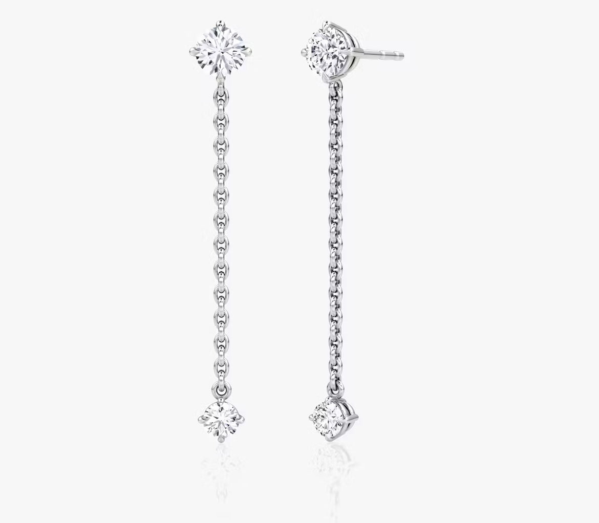 Linked Two Stone Superior Lab Grown Diamond Earrings