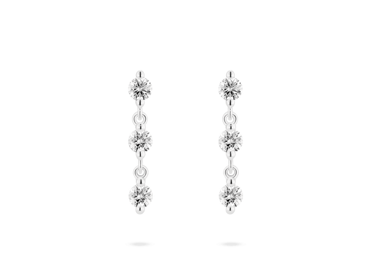 Boucles d'oreilles pendantes en diamants de qualité supérieure cultivés en laboratoire et taille brillant