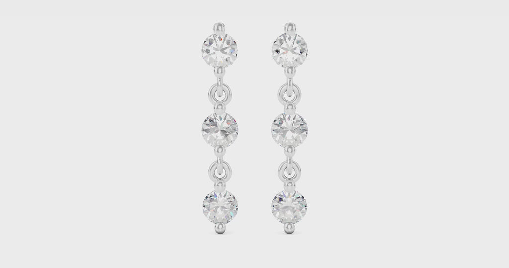 Boucles d'oreilles pendantes en diamants de qualité supérieure cultivés en laboratoire et taille brillant