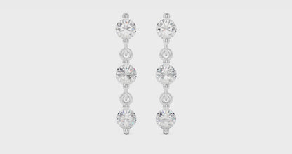 Linked Round Brilliant Drop Superior Lab Grown Diamond Earrings