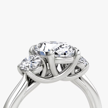 The Erelis Three Stone Oval Engagement Ring