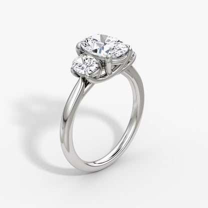 The Erelis Three Stone Oval Engagement Ring