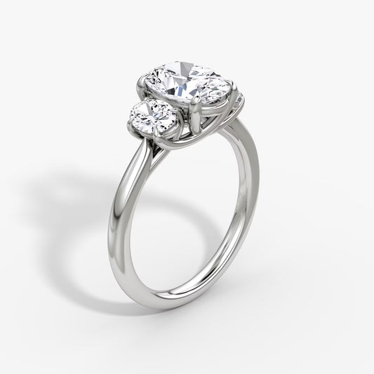 The Erelis Three Stone Oval Engagement Ring